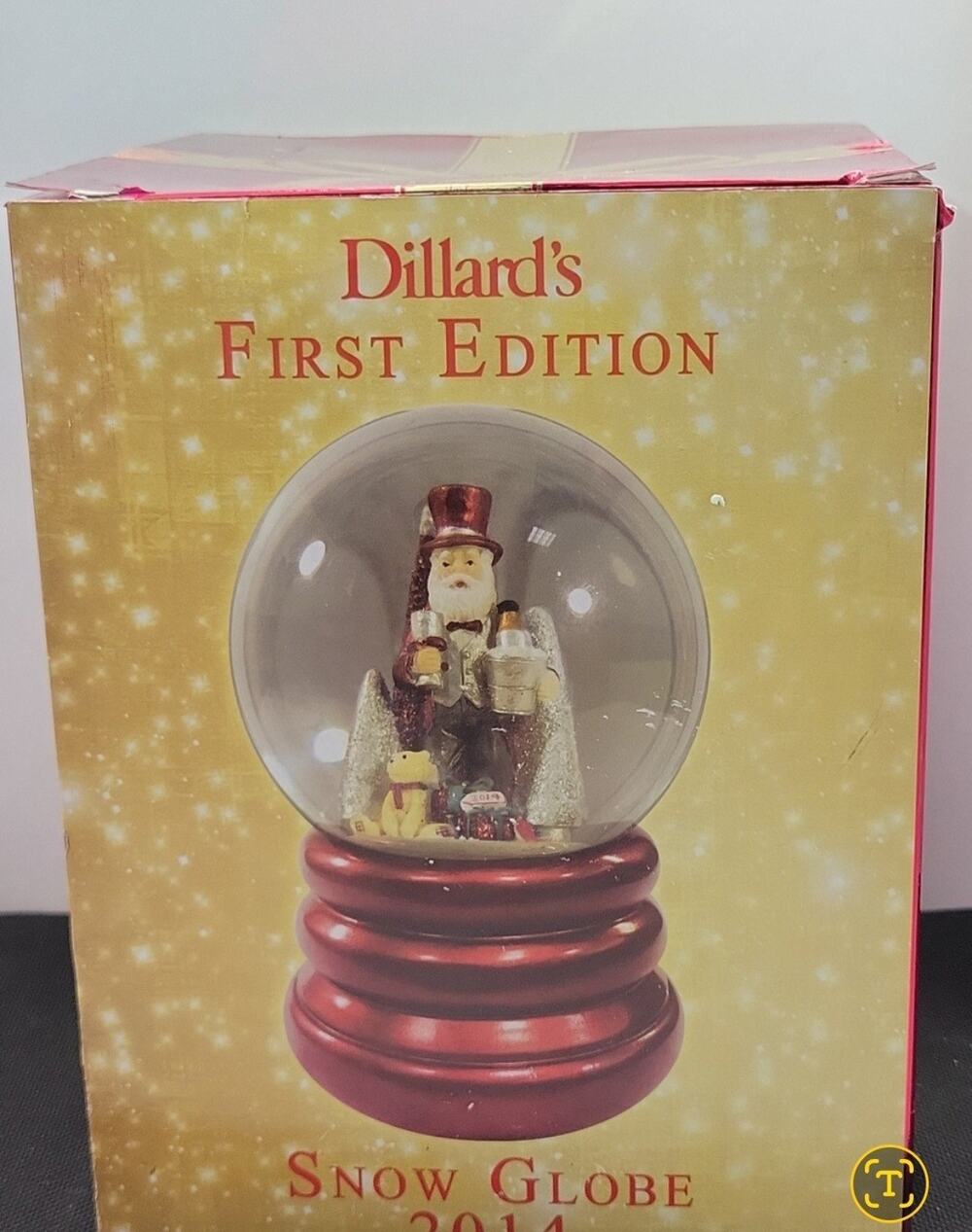 2014 Dillard's First Edition Snow Globe Christmas Santa Claus Christmas Tree